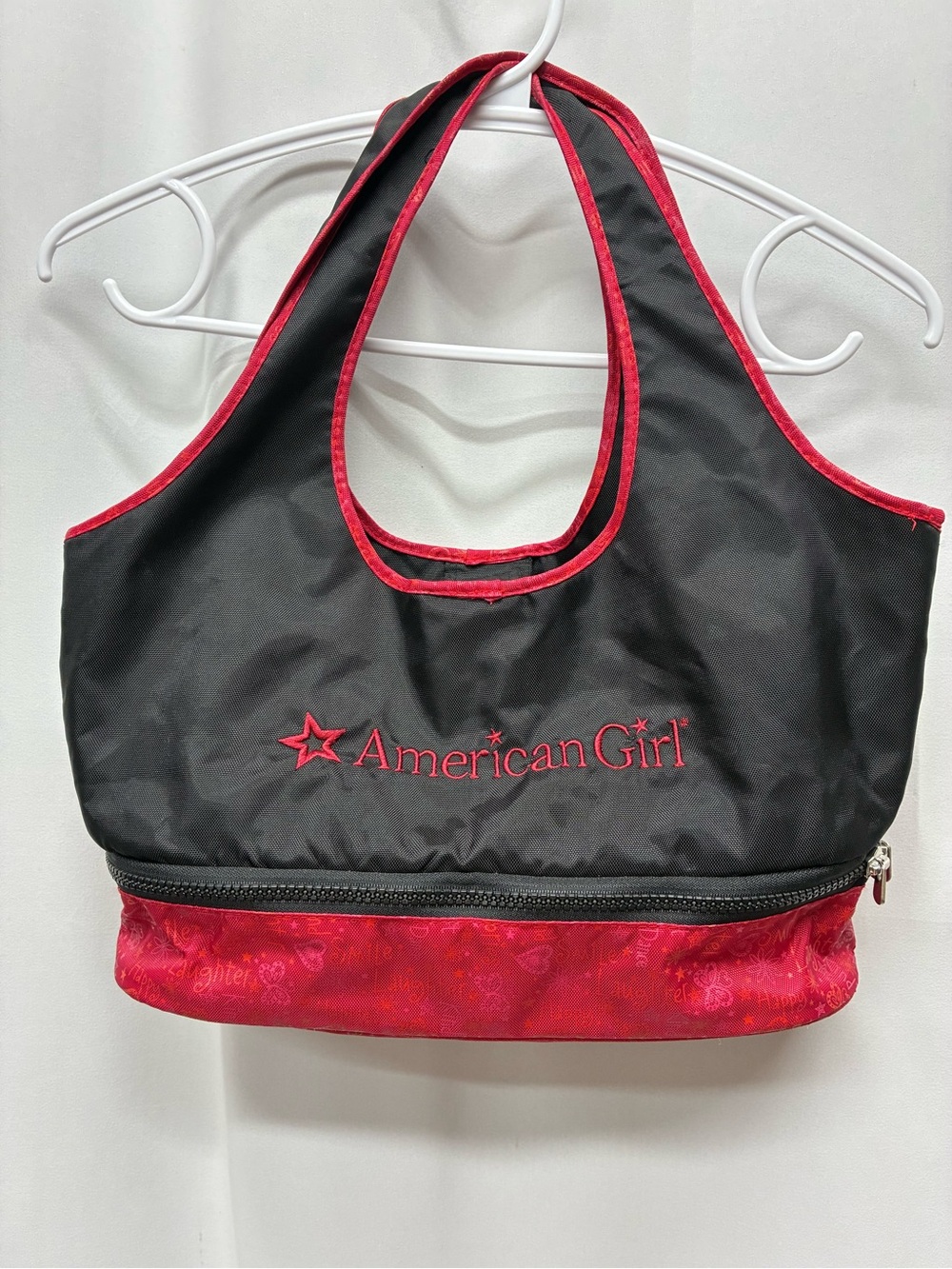 American girl doll carry tote bag storage red black girls toys
